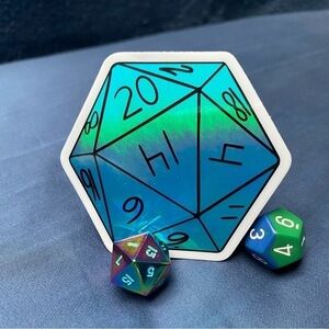Large D20 Holographic Sticker